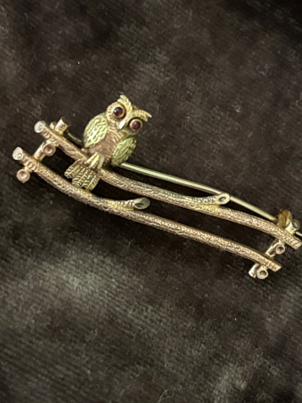 Gold Tone Owl Brooch or purse accessory - Picture 3 of 3